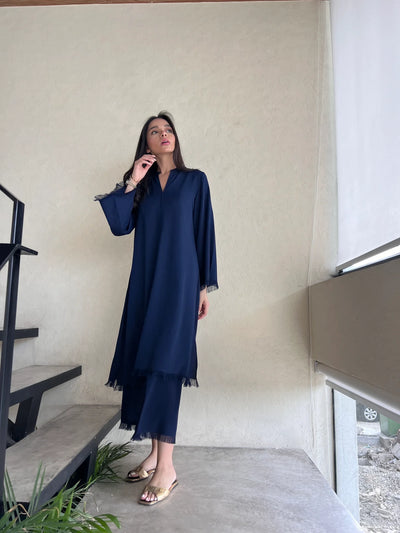 Navy Carlo Set (2pcs Suit)