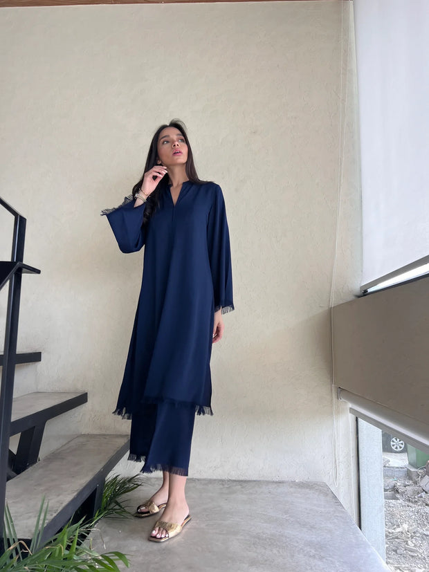Navy Carlo Set (2pcs Suit)