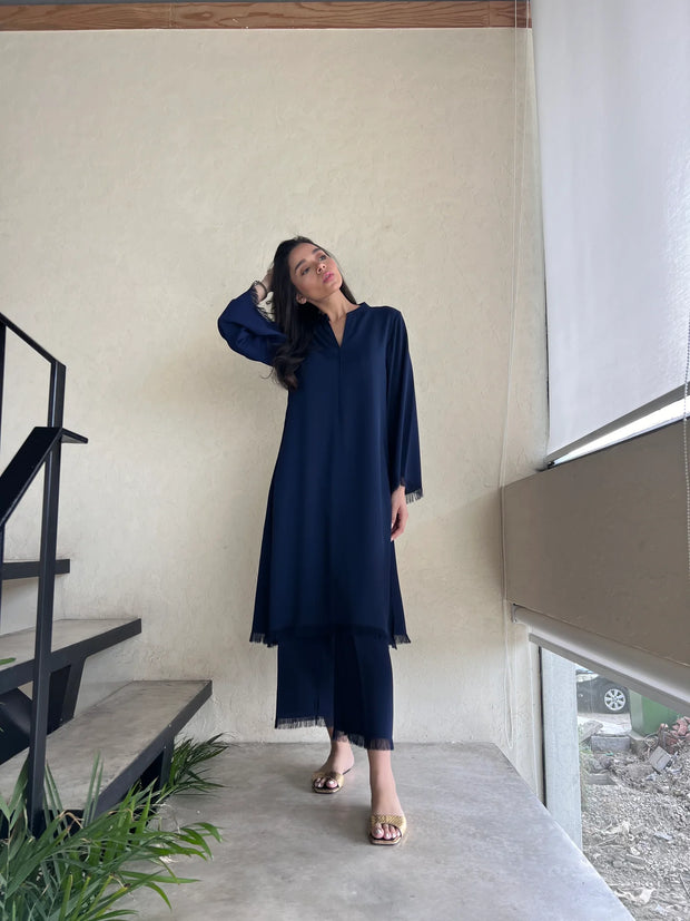 Navy Carlo Set (2pcs Suit)