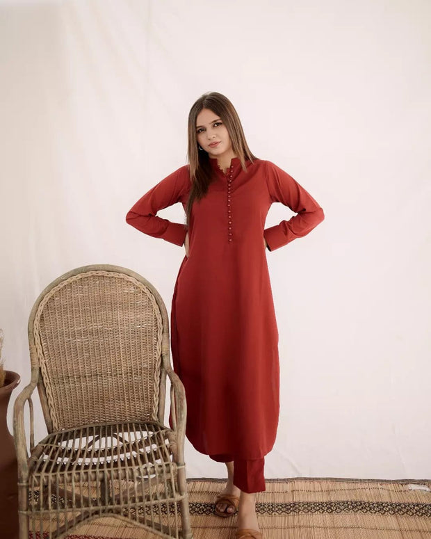 Laiba - RED CARSON SUIT (Winter Fabric)